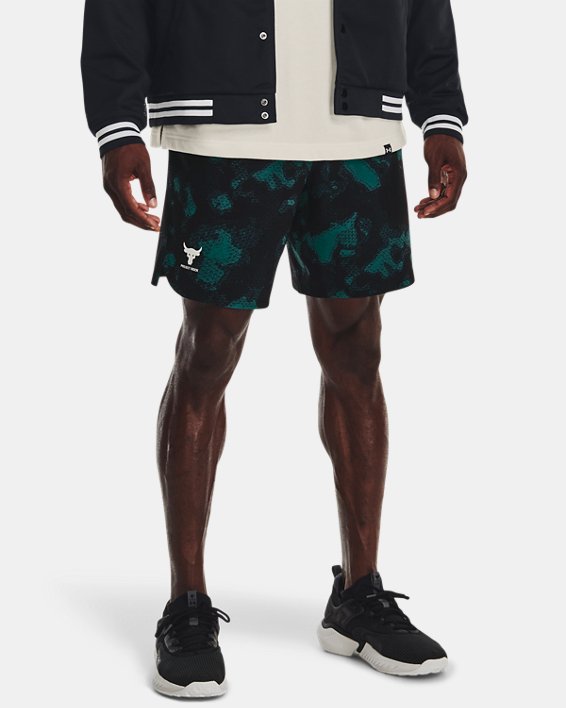 Men's Project Rock Woven Printed Shorts, Green, pdpMainDesktop image number 4